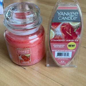 New Yankee Candle 14.5 oz. Jar and wax melts Strawberry Lemon Ice
